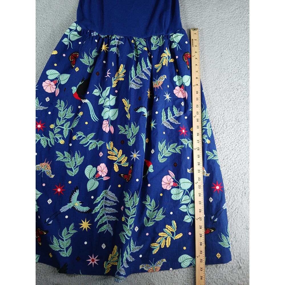 Target Latino Heritage Month Dress Womens Large Blue Birds Butterfly Midi NWT - Picture 5 of 8